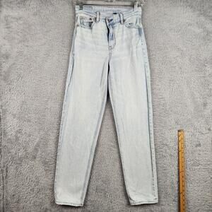 American Eagle Strigid Mom Jeans Womens 0 Light Wash High Rise Relaxed Stretch